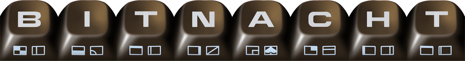 Bitnacht spelled in C64 keyboard keycaps